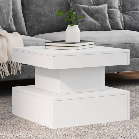Tavolino da Salotto con Luci LED Bianco 50x50x40 cm | homemem39