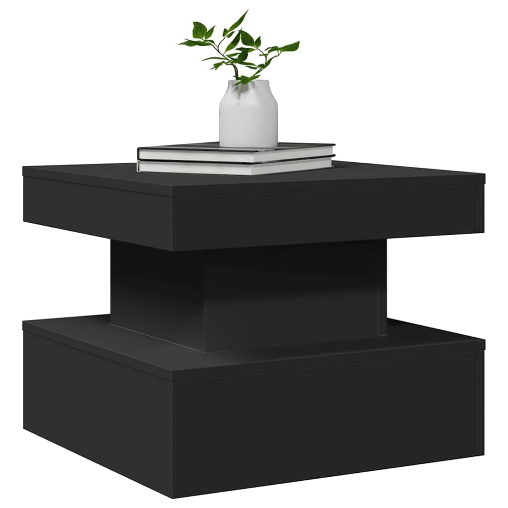 Tavolino da Salotto con Luci LED Nero 50x50x40 cm | homemem39