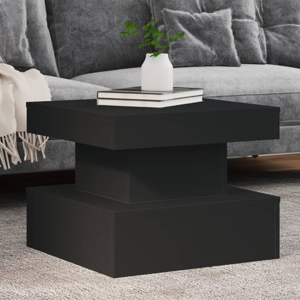 Tavolino da Salotto con Luci LED Nero 50x50x40 cm | homemem39