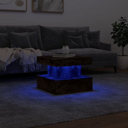 Tavolino da Soggiorno con Luci LED Rovere Sonoma 50x50x40 cm | homemem39
