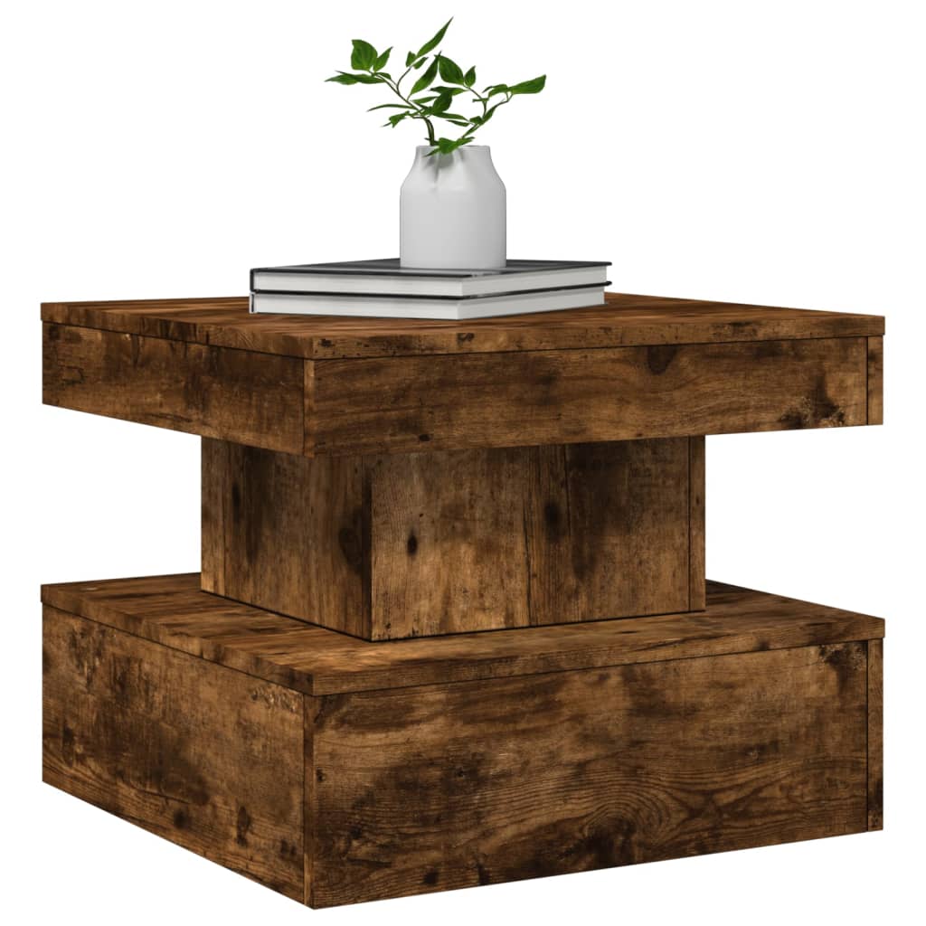 Tavolino da Soggiorno con Luci LED Rovere Sonoma 50x50x40 cm | homemem39