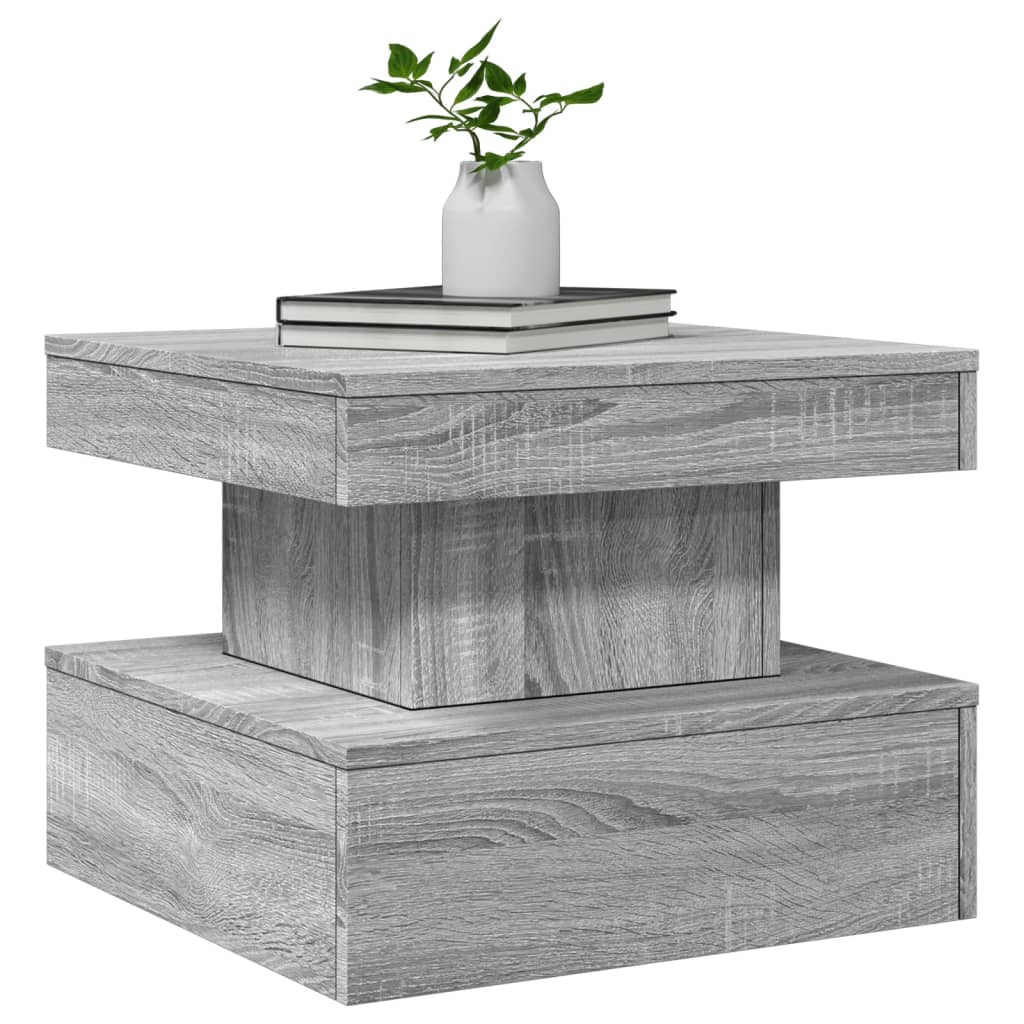 Tavolino da Salotto con Luci LED Grigio Sonoma 50x50x40 cm | homemem39