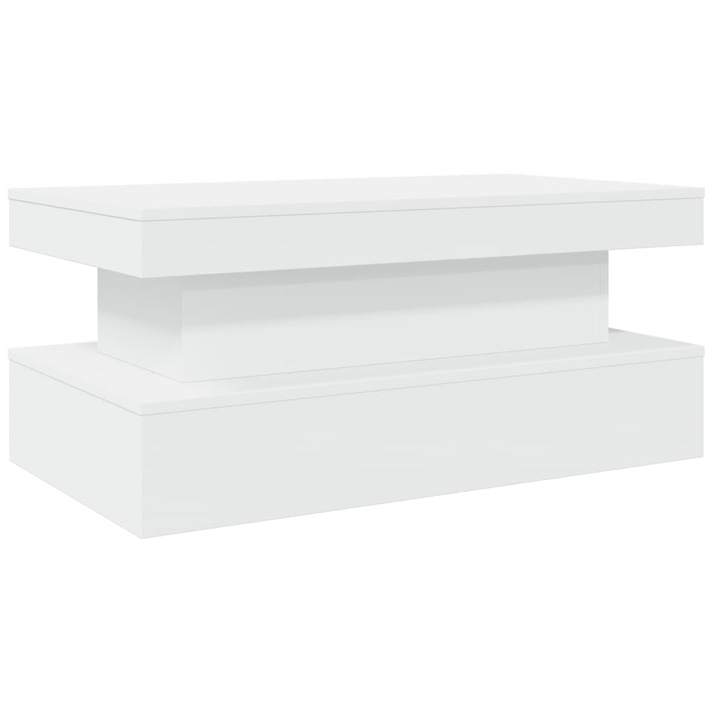 Tavolino da Soggiorno con Luci LED Bianco 90x50x40 cm | homemem39