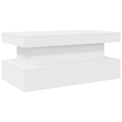 Tavolino da Soggiorno con Luci LED Bianco 90x50x40 cm | homemem39
