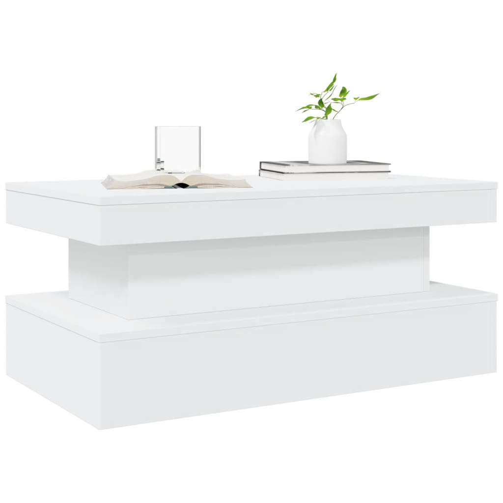 Tavolino da Soggiorno con Luci LED Bianco 90x50x40 cm | homemem39