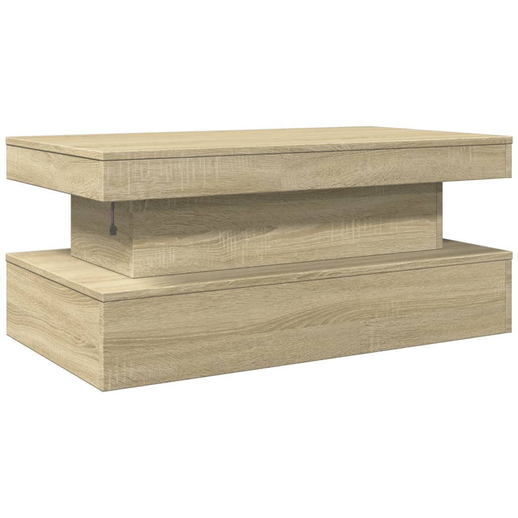 Tavolino da Soggiorno con Luci LED Rovere Sonoma 90x50x40 cm | homemem39