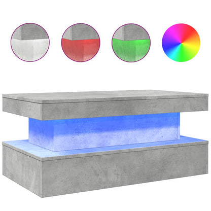 Tavolino da Soggiorno con Luci LED Grigio Cemento 90x50x40 cm | homemem39