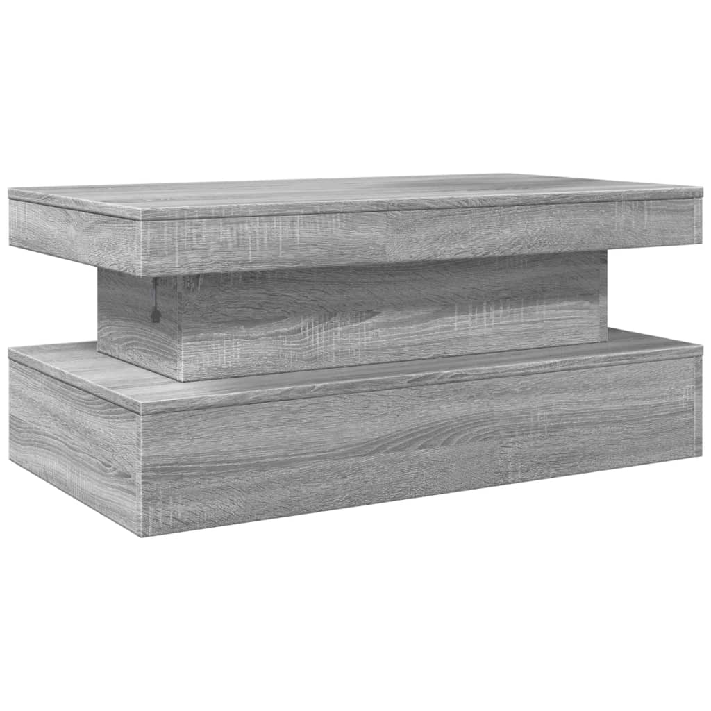 Tavolino da Soggiorno con Luci LED Grigio Sonoma 90x50x40 cm | homemem39