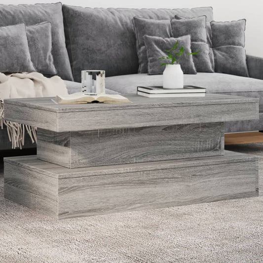 Tavolino da Soggiorno con Luci LED Grigio Sonoma 90x50x40 cm | homemem39