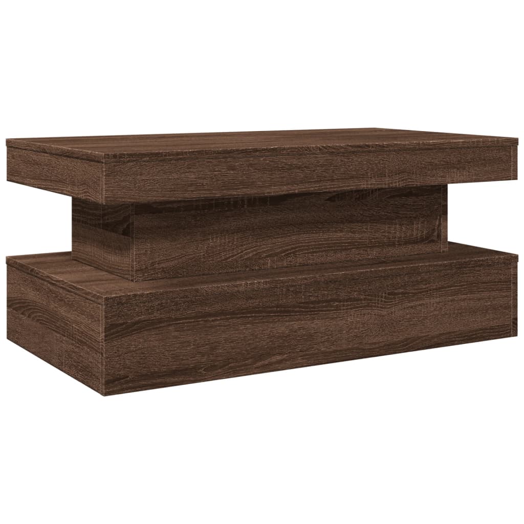 Tavolino da Soggiorno con Luci LED Rovere Marrone 90x50x40 cm | homemem39