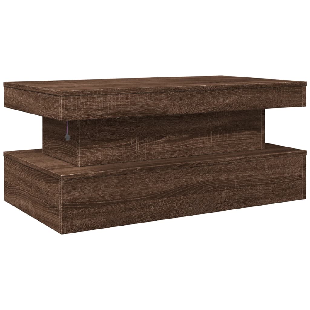 Tavolino da Soggiorno con Luci LED Rovere Marrone 90x50x40 cm | homemem39