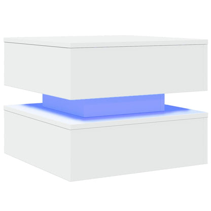 Tavolino da Salotto con Luci LED Bianco 50x50x40 cm | homemem39