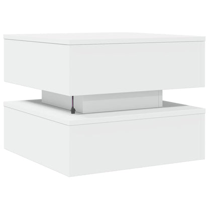 Tavolino da Salotto con Luci LED Bianco 50x50x40 cm | homemem39