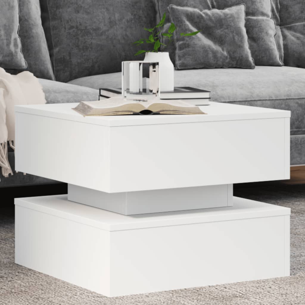 Tavolino da Salotto con Luci LED Bianco 50x50x40 cm | homemem39