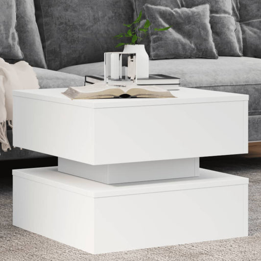 Tavolino da Salotto con Luci LED Bianco 50x50x40 cm | homemem39