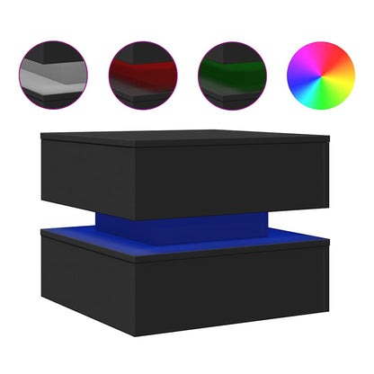 Tavolino da Salotto con Luci LED Nero 50x50x40 cm | homemem39