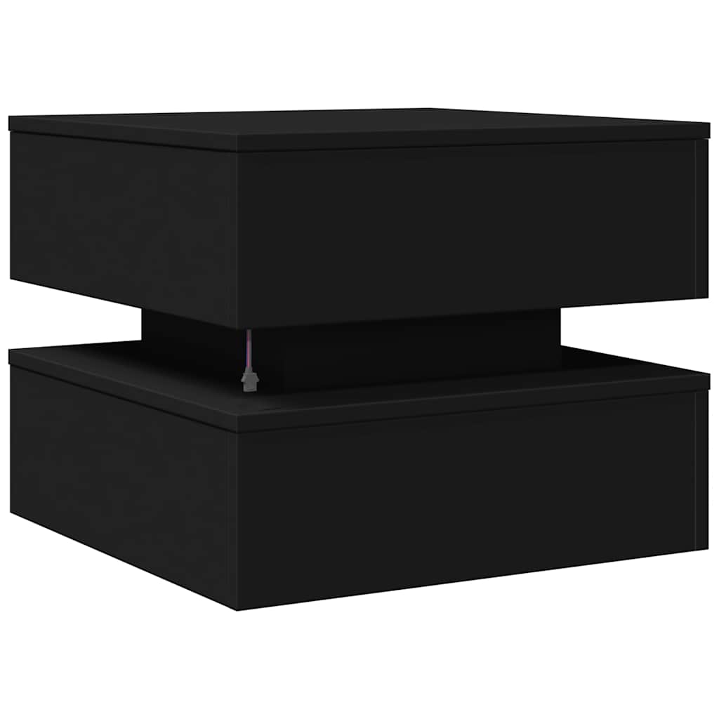 Tavolino da Salotto con Luci LED Nero 50x50x40 cm | homemem39
