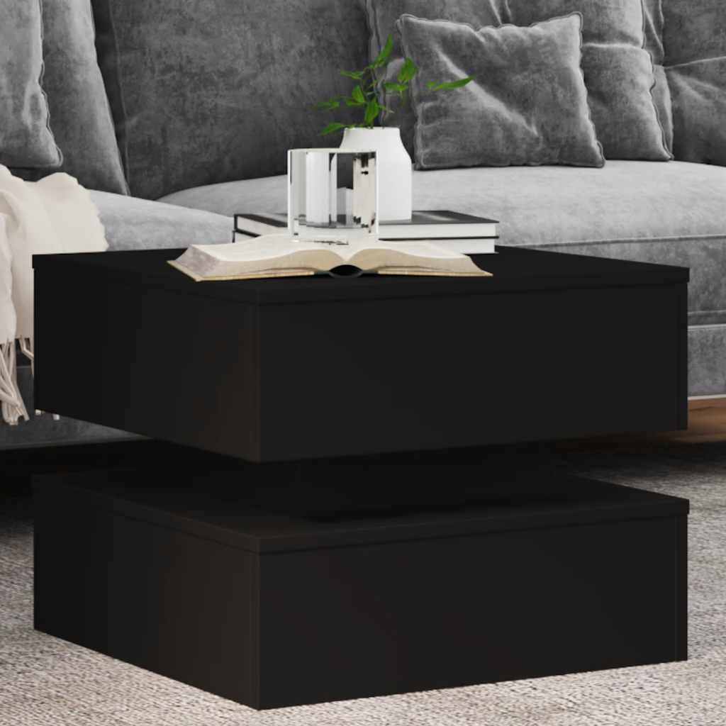 Tavolino da Salotto con Luci LED Nero 50x50x40 cm | homemem39