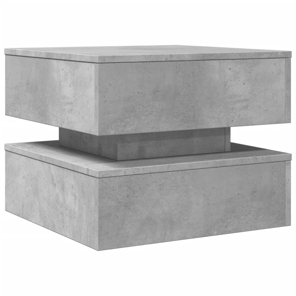 Tavolino da Salotto con Luci LED Grigio Cemento 50x50x40 cm | homemem39