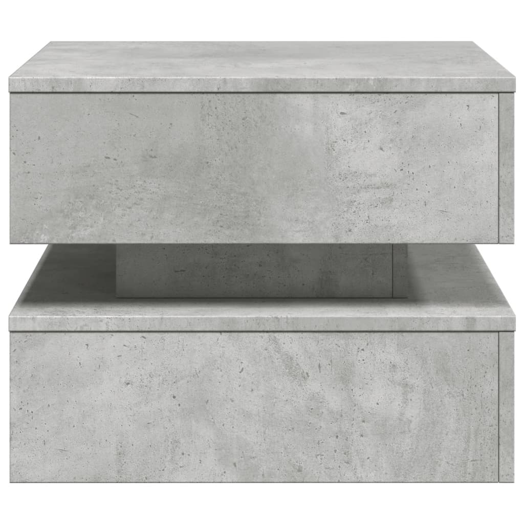Tavolino da Salotto con Luci LED Grigio Cemento 50x50x40 cm | homemem39