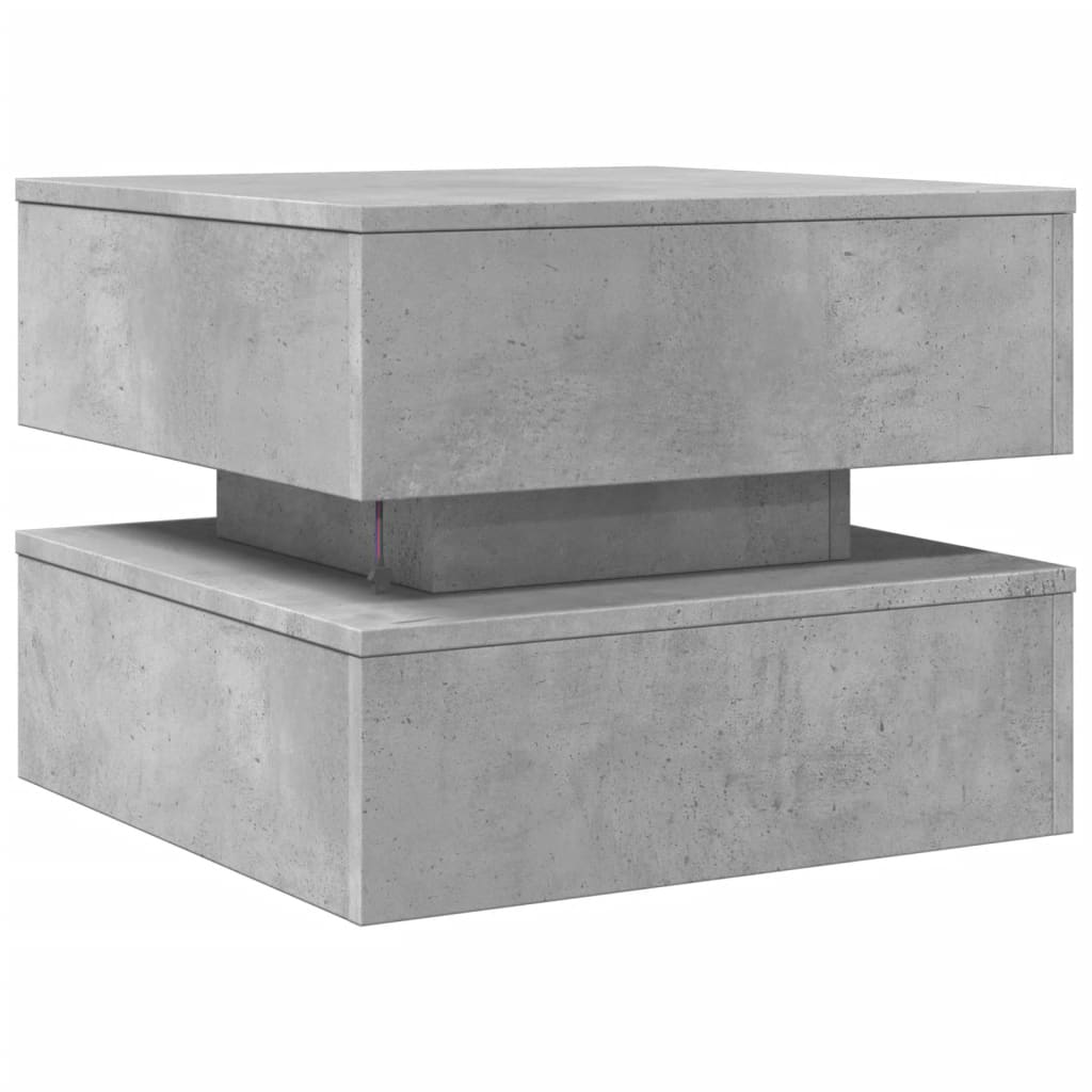 Tavolino da Salotto con Luci LED Grigio Cemento 50x50x40 cm | homemem39