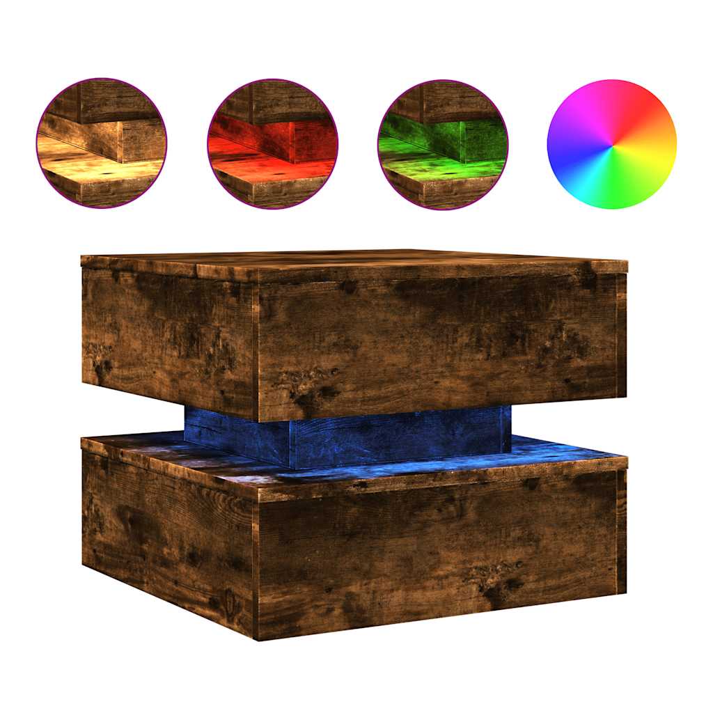 Tavolino da Soggiorno con Luci LED Rovere Sonoma 50x50x40 cm | homemem39