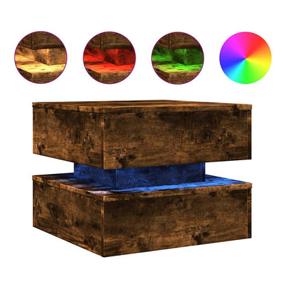 Tavolino da Soggiorno con Luci LED Rovere Sonoma 50x50x40 cm | homemem39