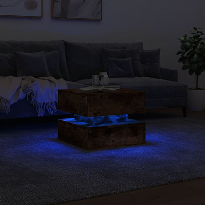 Tavolino da Soggiorno con Luci LED Rovere Sonoma 50x50x40 cm | homemem39