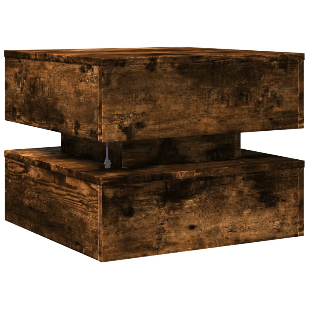 Tavolino da Soggiorno con Luci LED Rovere Sonoma 50x50x40 cm | homemem39