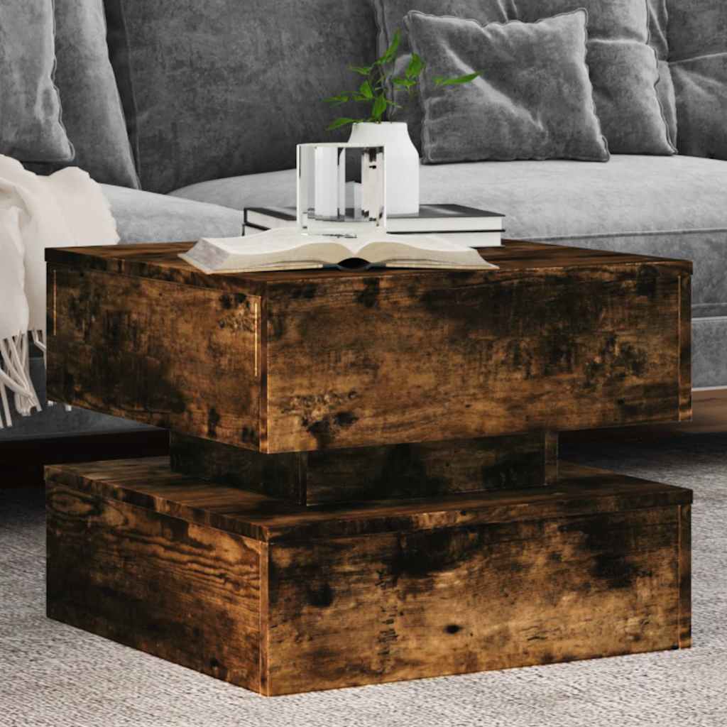 Tavolino da Soggiorno con Luci LED Rovere Sonoma 50x50x40 cm | homemem39