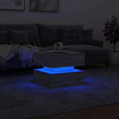 Tavolino da Salotto con Luci LED Grigio Sonoma 50x50x40 cm | homemem39