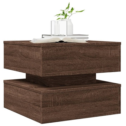Tavolino da Salotto con Luci LED Rovere Marrone 50x50x40 cm | homemem39