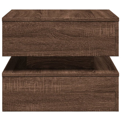 Tavolino da Salotto con Luci LED Rovere Marrone 50x50x40 cm | homemem39