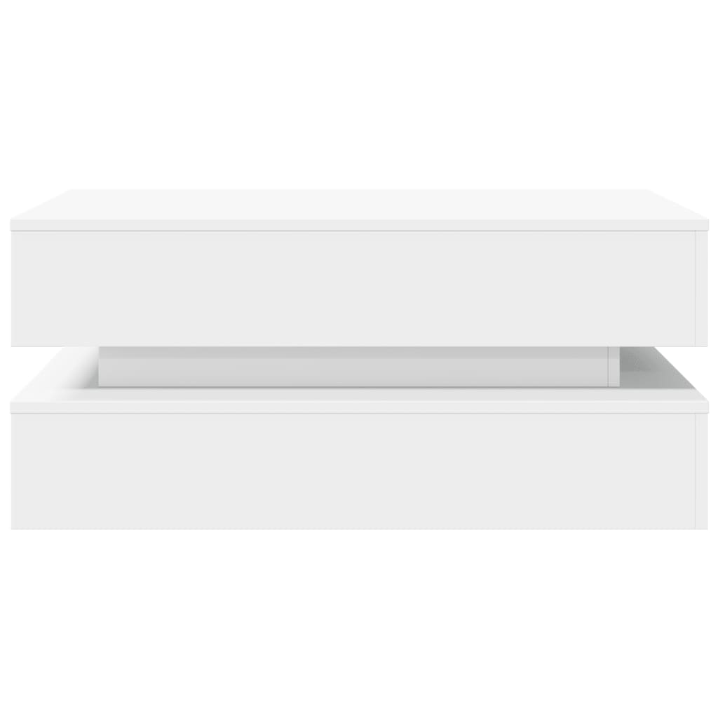 Tavolino da Soggiorno con Luci LED Bianco 90x50x40 cm