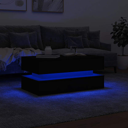 Tavolino da Soggiorno con Luci LED Nero 90x50x40 cm | homemem39