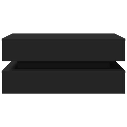 Tavolino da Soggiorno con Luci LED Nero 90x50x40 cm