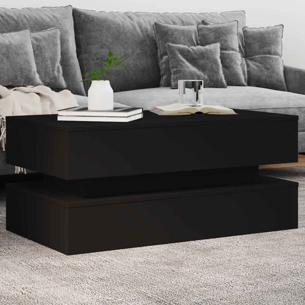 Tavolino da Soggiorno con Luci LED Nero 90x50x40 cm | homemem39