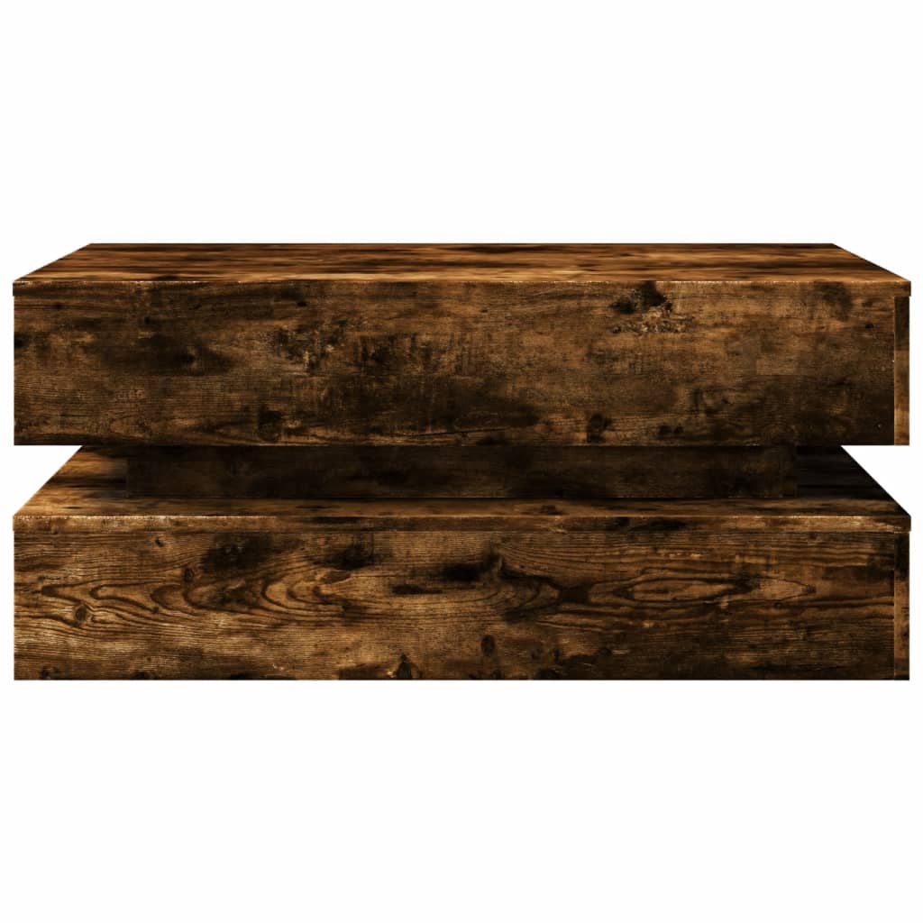 Tavolino da Soggiorno con Luci LED Rovere Fumo 90x50x40 cm | homemem39