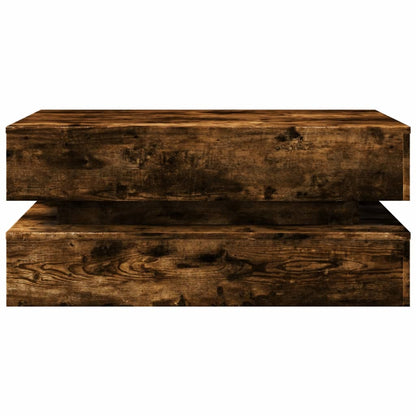 Tavolino da Soggiorno con Luci LED Rovere Fumo 90x50x40 cm | homemem39
