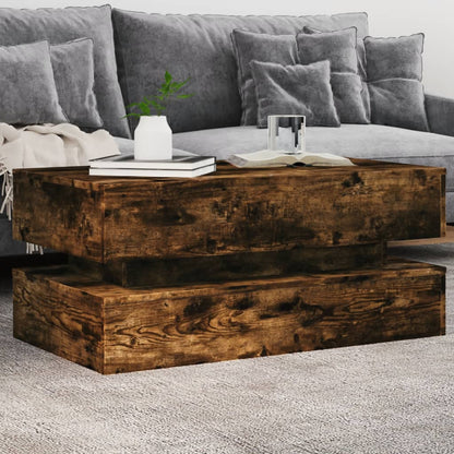 Tavolino da Soggiorno con Luci LED Rovere Fumo 90x50x40 cm | homemem39