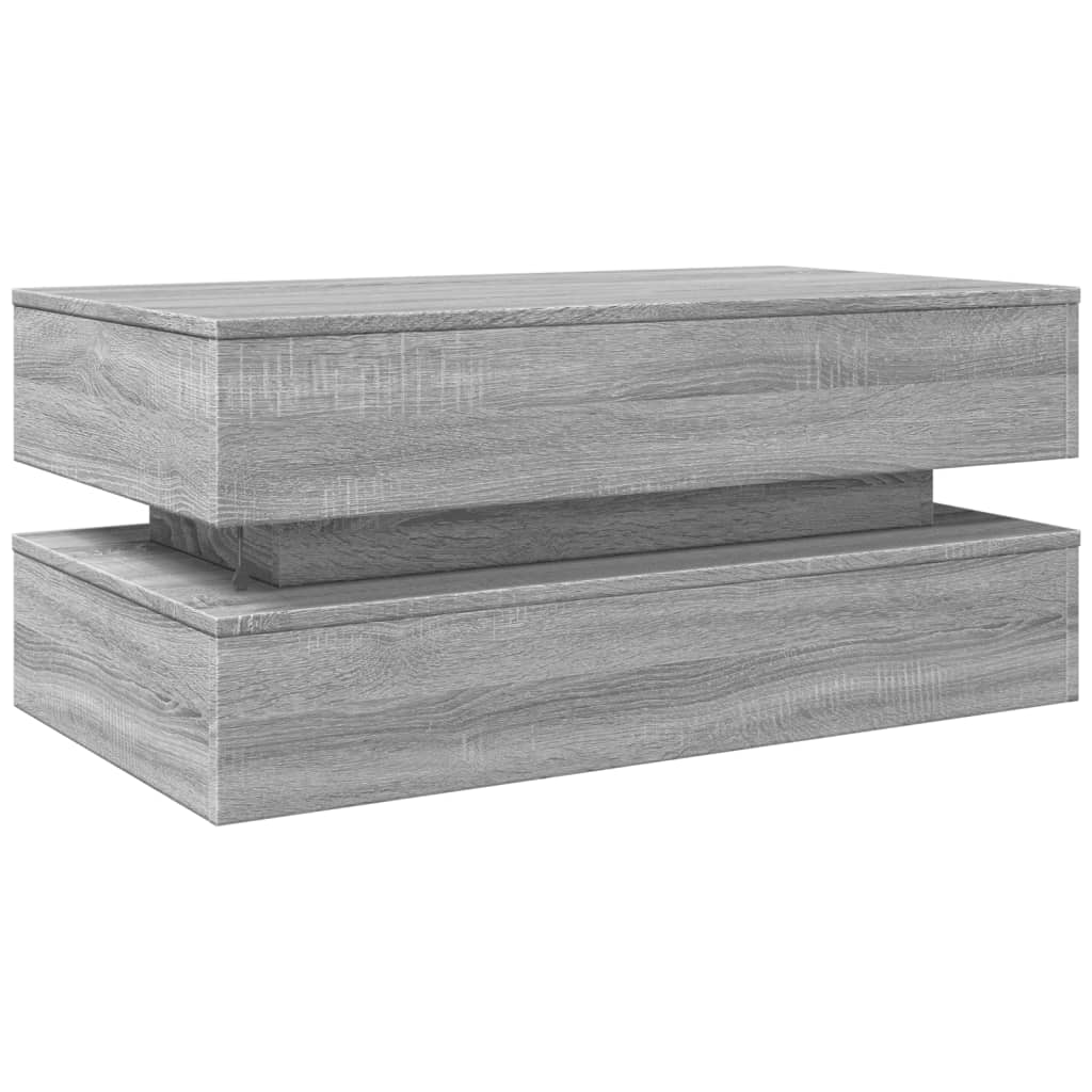 Tavolino da Soggiorno con Luci LED Grigio Sonoma 90x50x40 cm | homemem39