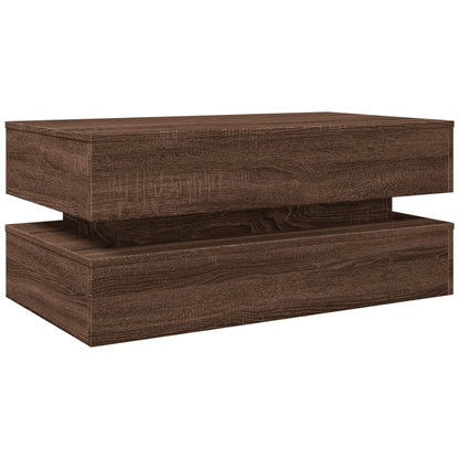 Tavolino da Soggiorno con Luci LED Rovere Marrone 90x50x40 cm | homemem39