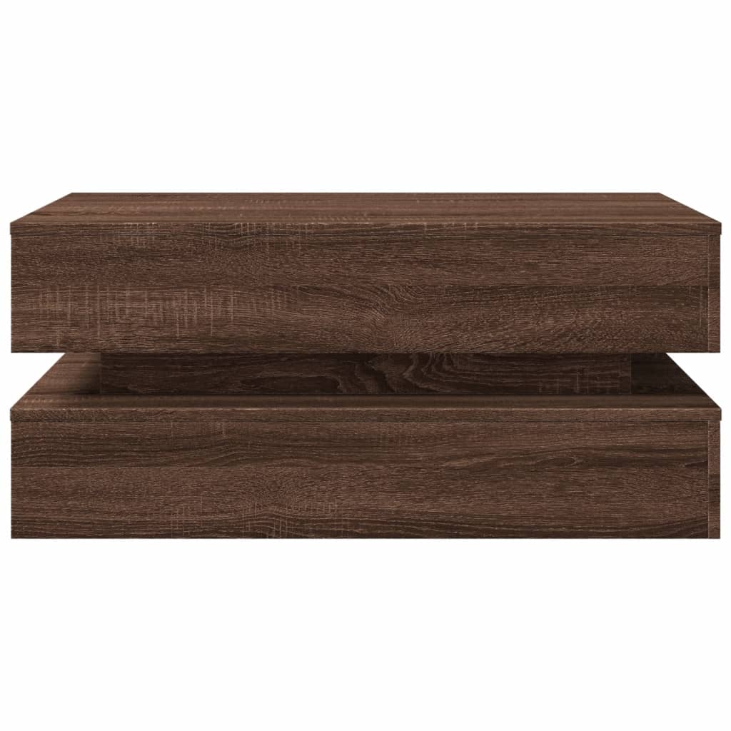 Tavolino da Soggiorno con Luci LED Rovere Marrone 90x50x40 cm | homemem39