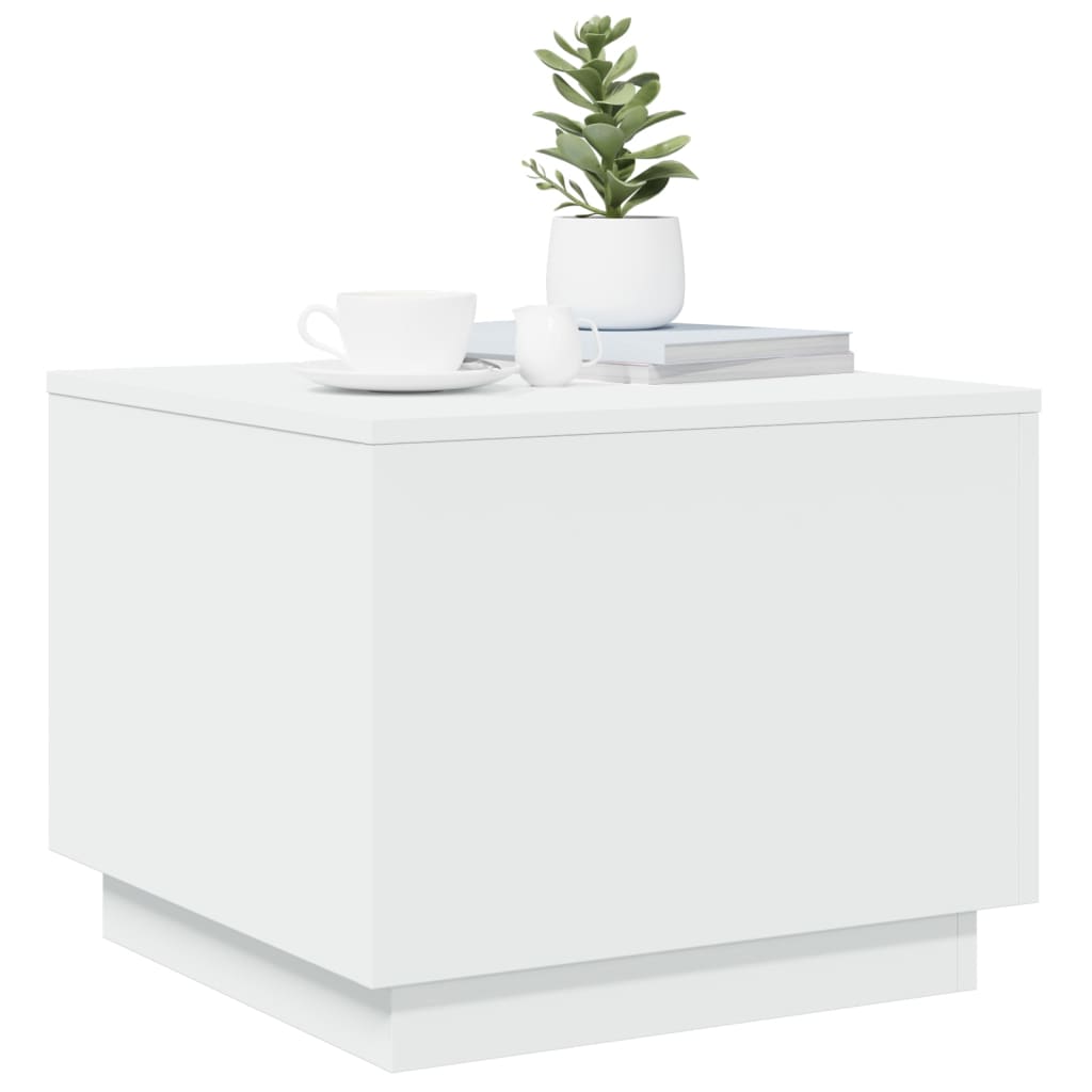 Tavolino da Salotto con Luci LED Bianco 50x50x40 cm | homemem39