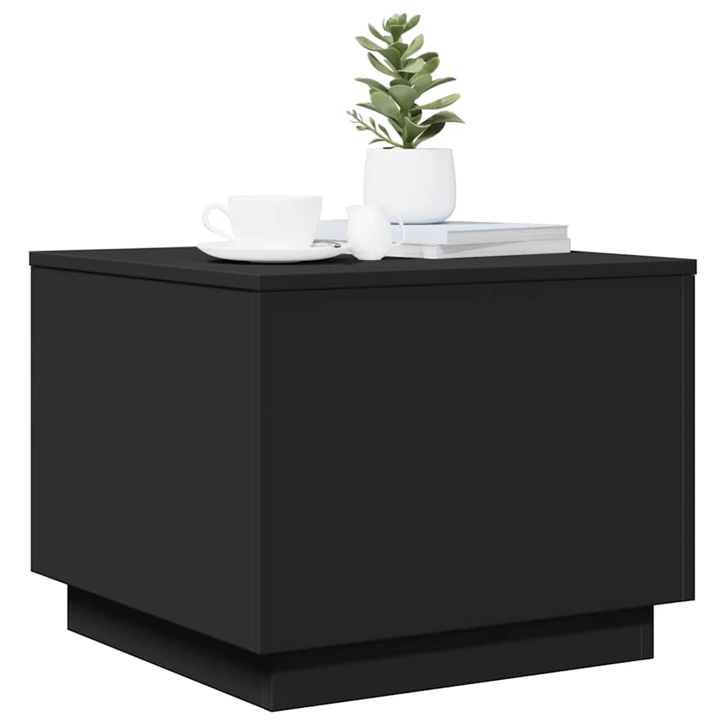 Tavolino da Salotto con Luci LED Nero 50x50x40 cm | homemem39