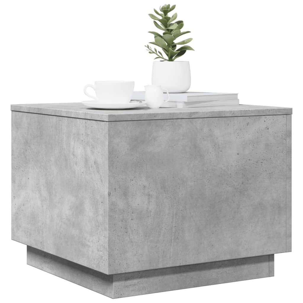 Tavolino da Salotto con Luci LED Grigio Cemento 50x50x40 cm | homemem39