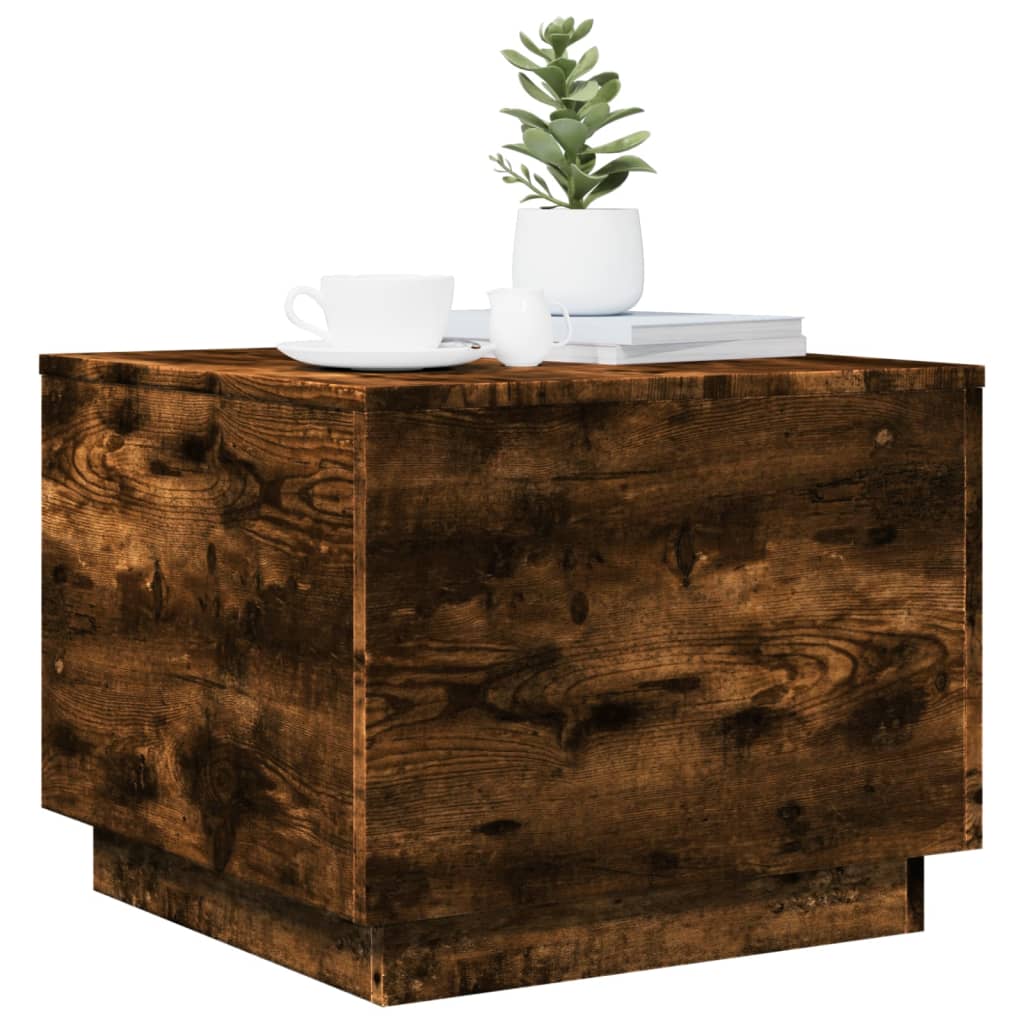 Tavolino da Soggiorno con Luci LED Rovere Sonoma 50x50x40 cm | homemem39