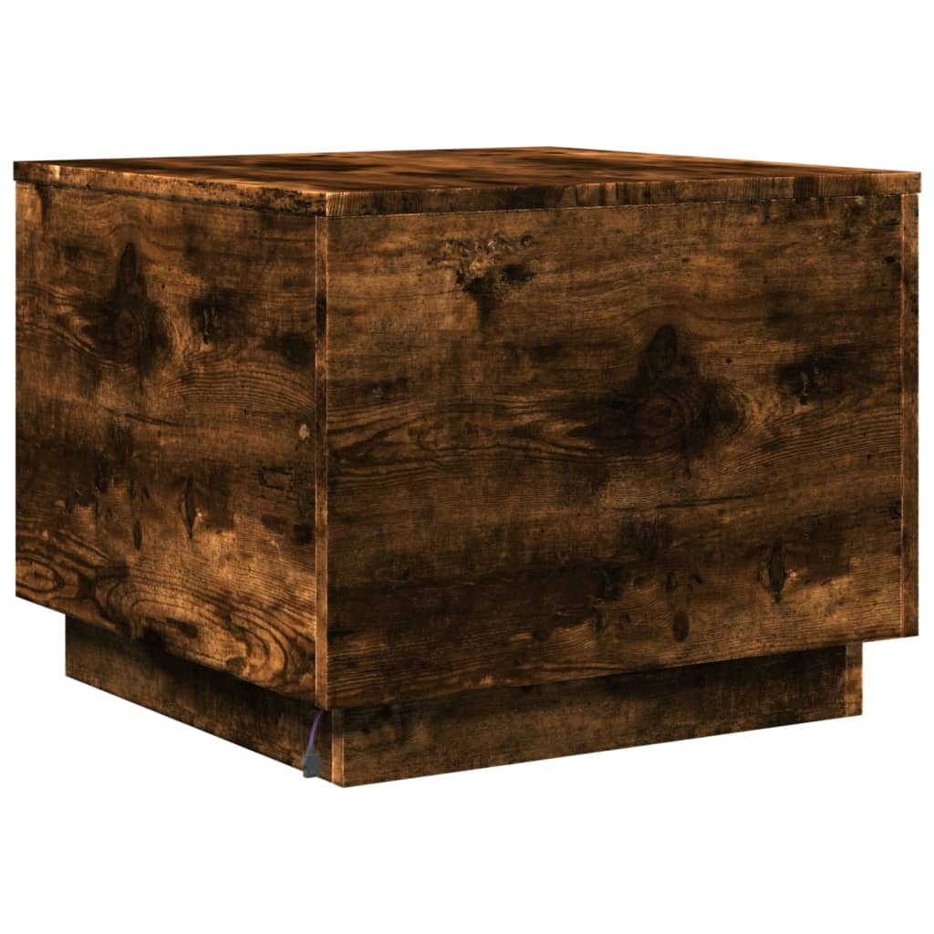 Tavolino da Soggiorno con Luci LED Rovere Sonoma 50x50x40 cm | homemem39