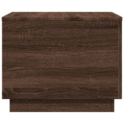 Tavolino da Salotto con Luci LED Rovere Marrone 50x50x40 cm