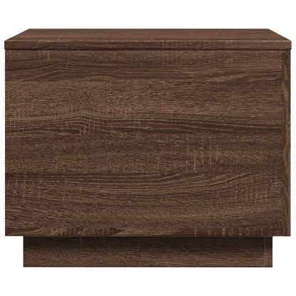Tavolino da Salotto con Luci LED Rovere Marrone 50x50x40 cm